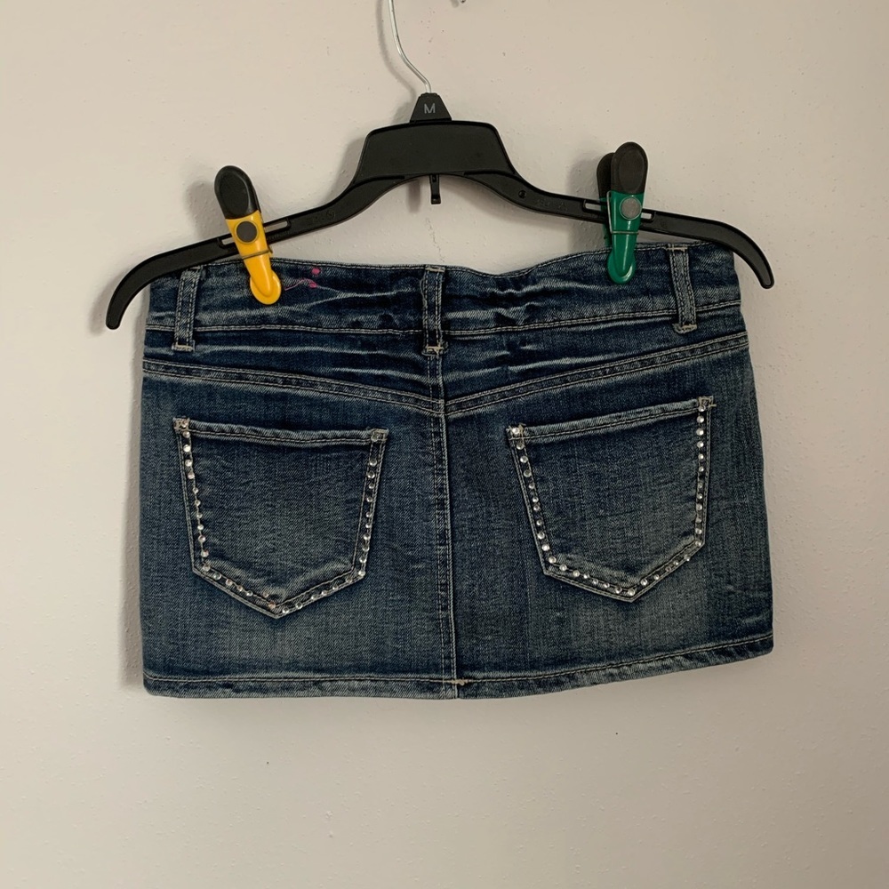 Size 3 Wallflower Blue Jean denim miniskirt Junior - Picture 2 of 5